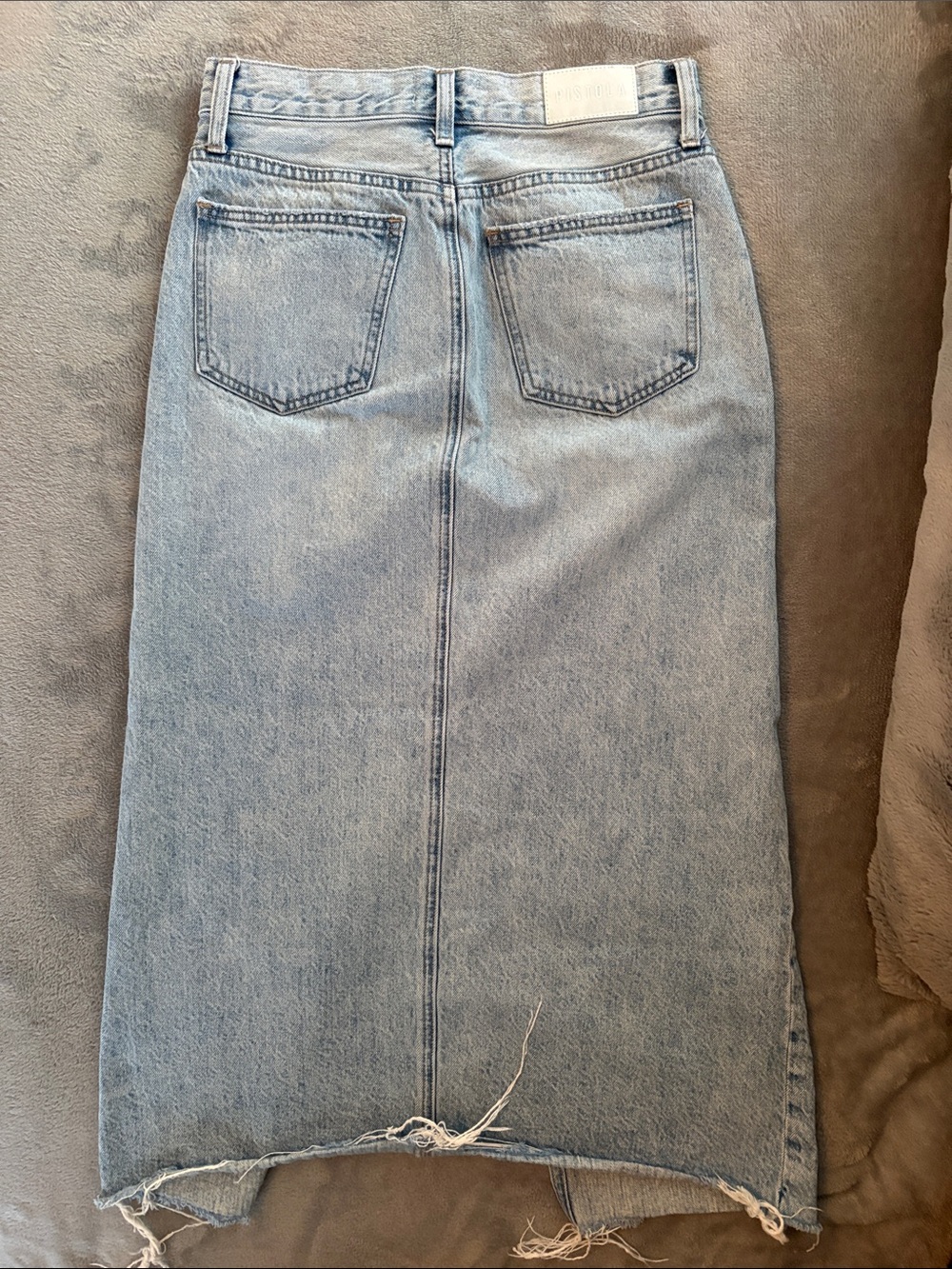Pistola Light Blue Denim Midi Skirt with Center Slit - Picture 2 of 5
